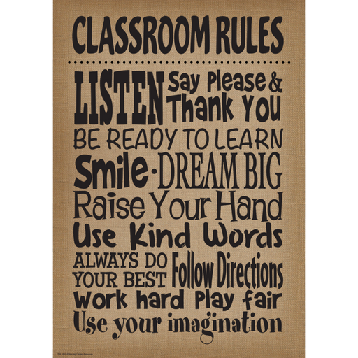 Poster: Burlap Classroom Rules Positive Poster