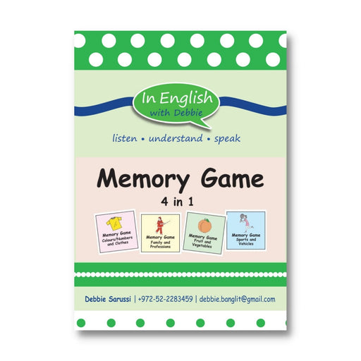 In English with Debbie - Memory Game: 4 in 1 Game - Colours, Family, Fruit & Vegetables, Sport & Vehicles